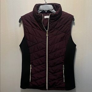 Calvin Klein Maroon and Black Quilted Vest